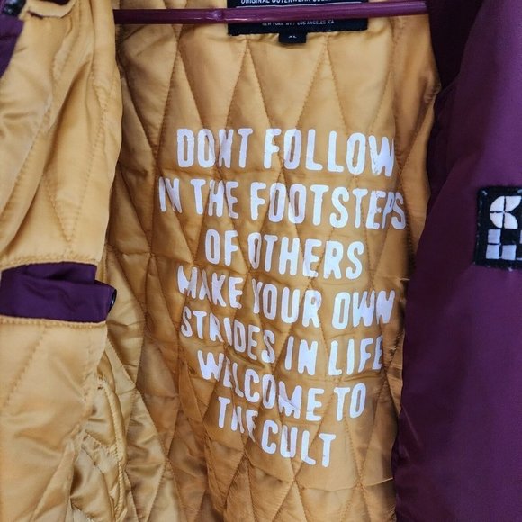 Cult of Individuality Men’s Maroon (gold quilt inside) Bomber Jacket Size XL - Picture 16 of 16